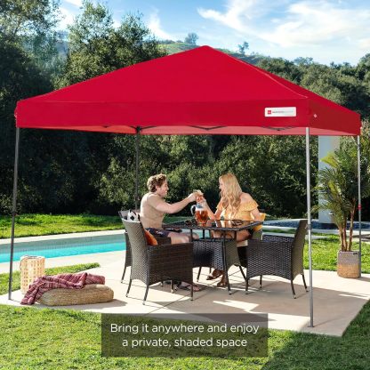 Best Choice Products - Toldo de armado fácil de 1 persona con un botón, tienda portátil e instantánea, funda, 3 x 3 metros, 4 bolsas de peso, color azul