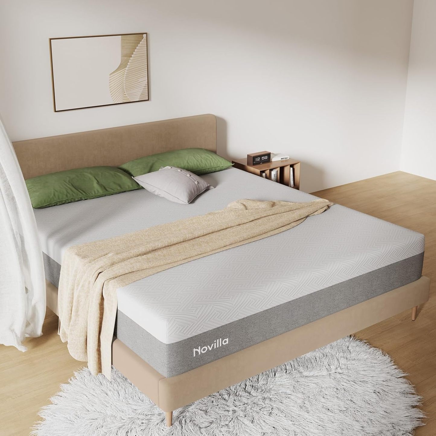 Novilla Colchón California King 🛏️, Espuma Viscoelástica con Gel 10 Pulgadas, Frescura y Alivio de Presión, Dureza Media