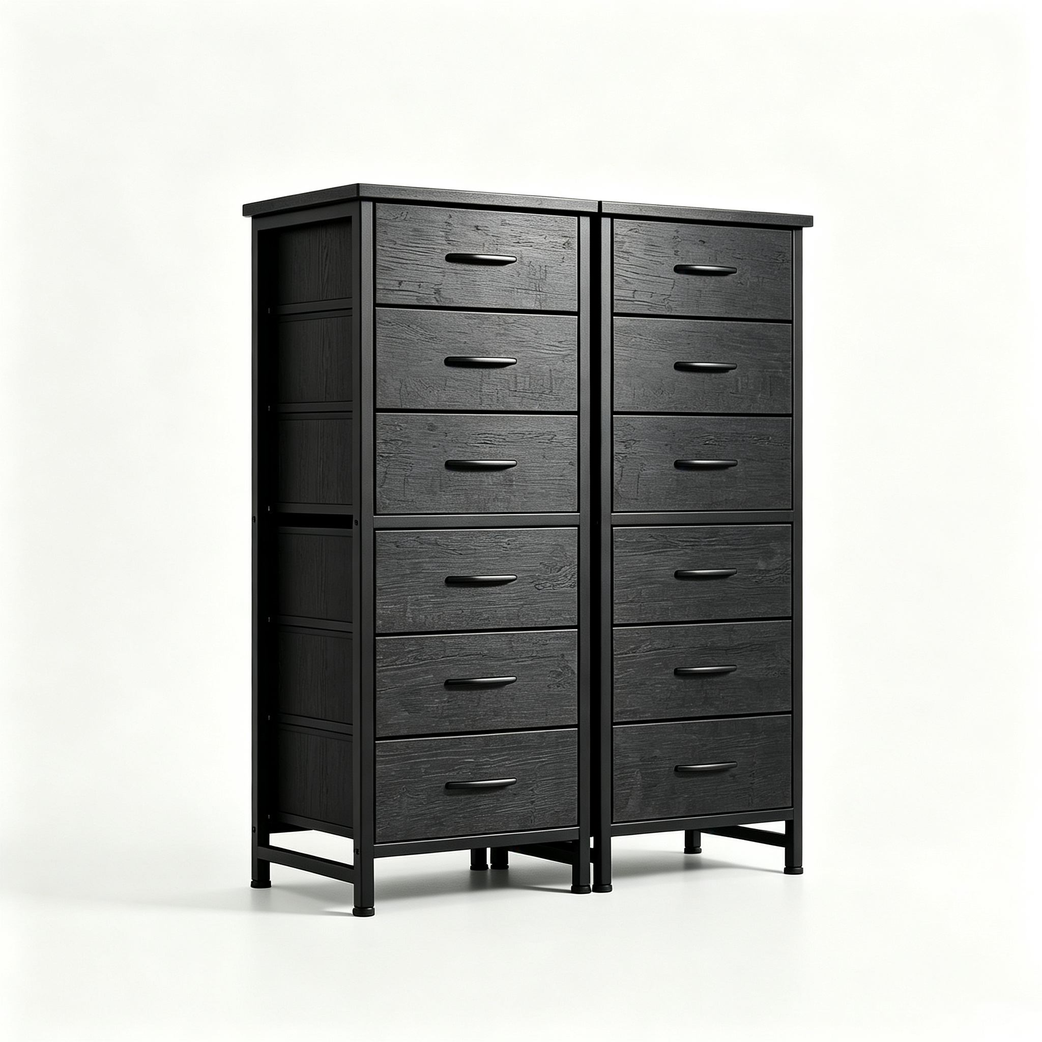 Sweetcrispy - Cómoda de Tela Alta para recámara, cómoda Delgada de 6 cajones, Torre de Almacenamiento Estrecha con Tapa de Madera y Marco de Metal, mesita de Noche Vertical para clóset, Muebles de