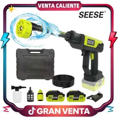 SEESE Hidrolavadora Inalámbrica 21V Portátil De Alta Presión Con Batería Recargable Para Lavar Autos Jardín Hogar, ideal como regalo festivo.