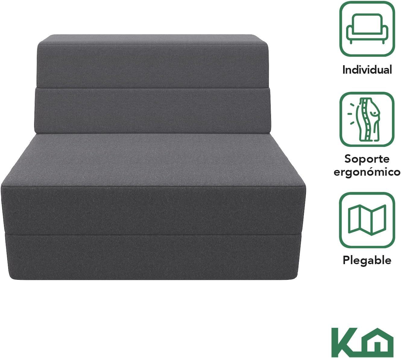 Kingshouse | Sofá Cama Matrimonial Plegable - Sillón Multifuncional y Convertible 2 en 1 - Relleno de Espuma de Alta Densidad - Funda Desmontable - Soporte Ergonómico y Suavidad Hogar, Sala, Recámara