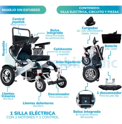 Silla De Ruedas Electrica Plegable Aluminio Ligera Portatil