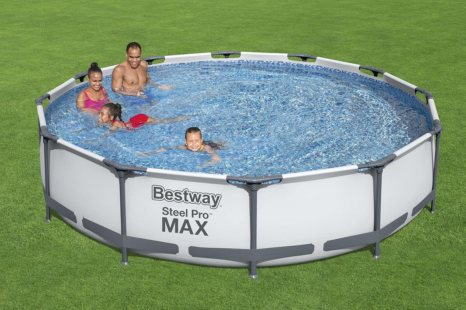 Bestway Steel Pro MAX - Juego de piscina redonda sobre el piso de 14 x 33 pulgadas, incluye bomba de filtro de 530 galones