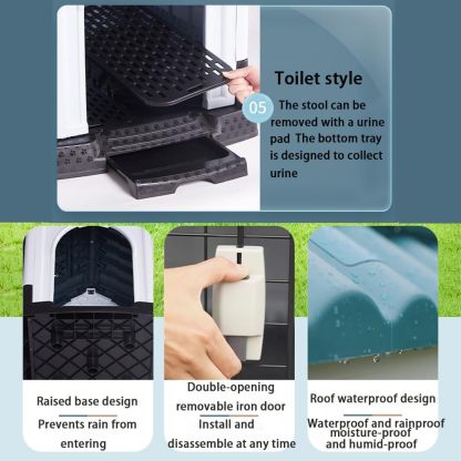 JIUSILIFE Casa Grande para Perros, Casa para Perros Tanto para Interior como para Exterior, con Techo Solar Ajustable Y Base Elevada, Fácil Montar, con Aseo, Casa Plegable Impermeable,Gray,M