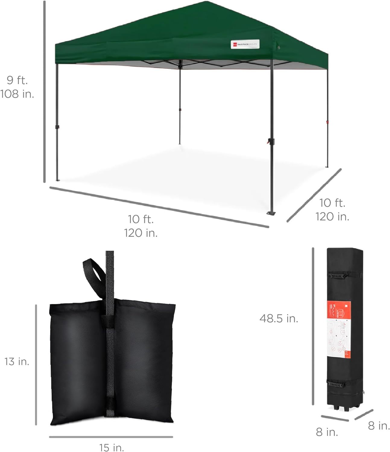 Best Choice Products - Toldo de armado fácil de 1 persona con un botón, tienda portátil e instantánea, funda, 3 x 3 metros, 4 bolsas de peso, color azul