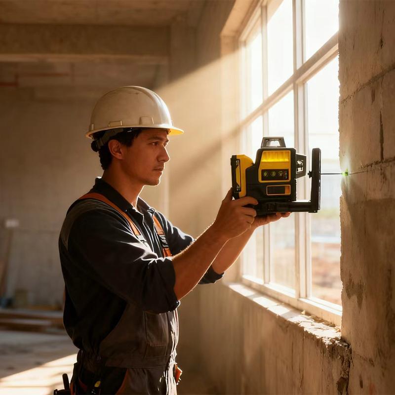 Nivel láser de 12 líneas, indicador verde para exteriores, resistente al agua, herramienta de alta precisión, ajuste vertical de 360°, batería de 12 V.