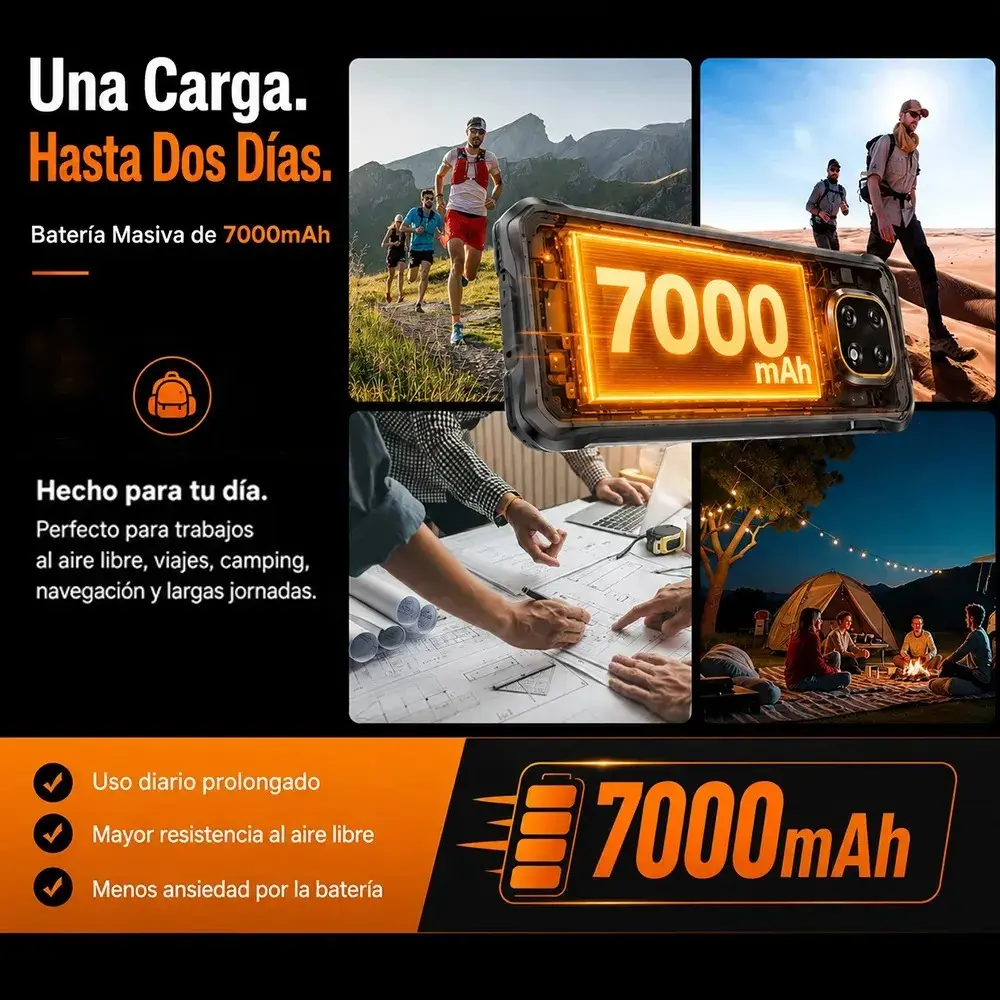 Celular Cubot Kingkong ES5 Robusto Dual Sim 128 Gb Amarillo 6 Gb Ram (ampliable Hasta 12 Gb) 7000mah Android 16 A