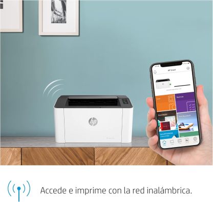 HP Impresora Laser 107w, Láser, Impresión en Negro, Wi-Fi, USB, Impresión y escanéo desde HP Smart App, Apple Air Print, Bandeja de 150 hojas, Pantalla LED (4ZB78A)