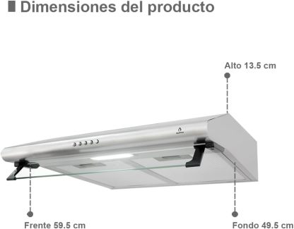 SUPRA Combo empotrable Kalas, Parrilla a gas de 4 quemadores para empotrar de 60 cm Mod. KAYSER, Campana extractora de tipo pared en acero inoxidable de 60 cm Mod. CB-60