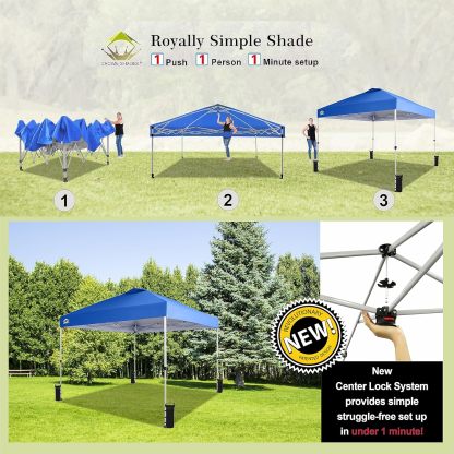 CROWN SHADES - Toldo desplegable para la Playa, fácil de armar, para el Aire Libre, Eventos, Fiestas, Campamento, Cubierta STO-N-Go, Parte Superior recubierta de Plata, 10 x 10 Pulgadas, Blanco
