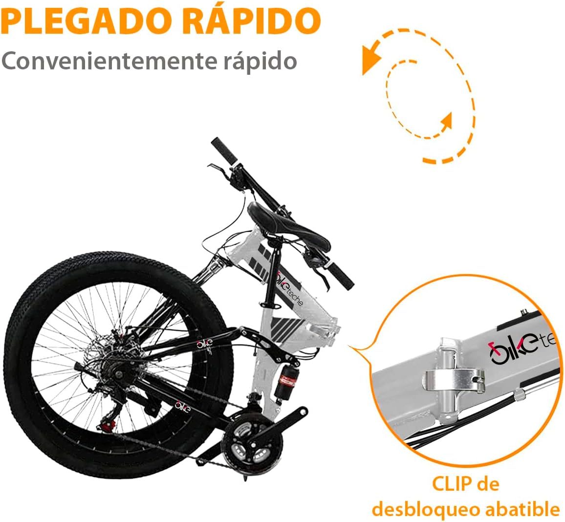 Bicicleta Montaña Plegable Bike Teche Frenos Tipo Shimano 21v Rodada 26