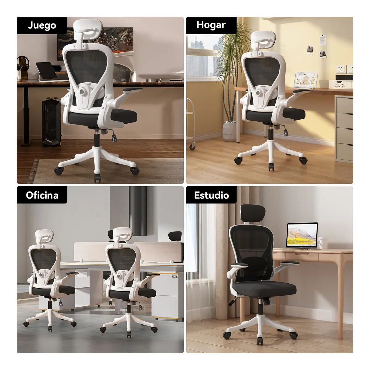 Silla Amia Ergonómica De Escritorio Oficina Soporte Lumbar Elástico Giratoria