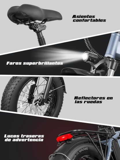 HONEYWHALE F6S Bicicleta Eléctrica Plegable para Adultos, Bicicleta de montaña de 7 Velocidades, Motor 900W-Max, Velocidad Máxima 45KM/H, Autonomía 50KM, Batería Extraíble (54.6V, 10.4AH)