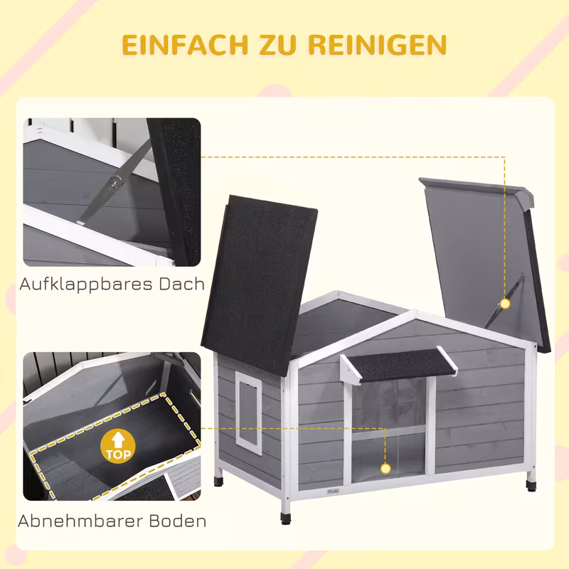 casa para perros de madera  , resistente a  , techo de  ,   extraíble, 109 cm x 79 cm x 72 cm,   +   Detalles del producto 4