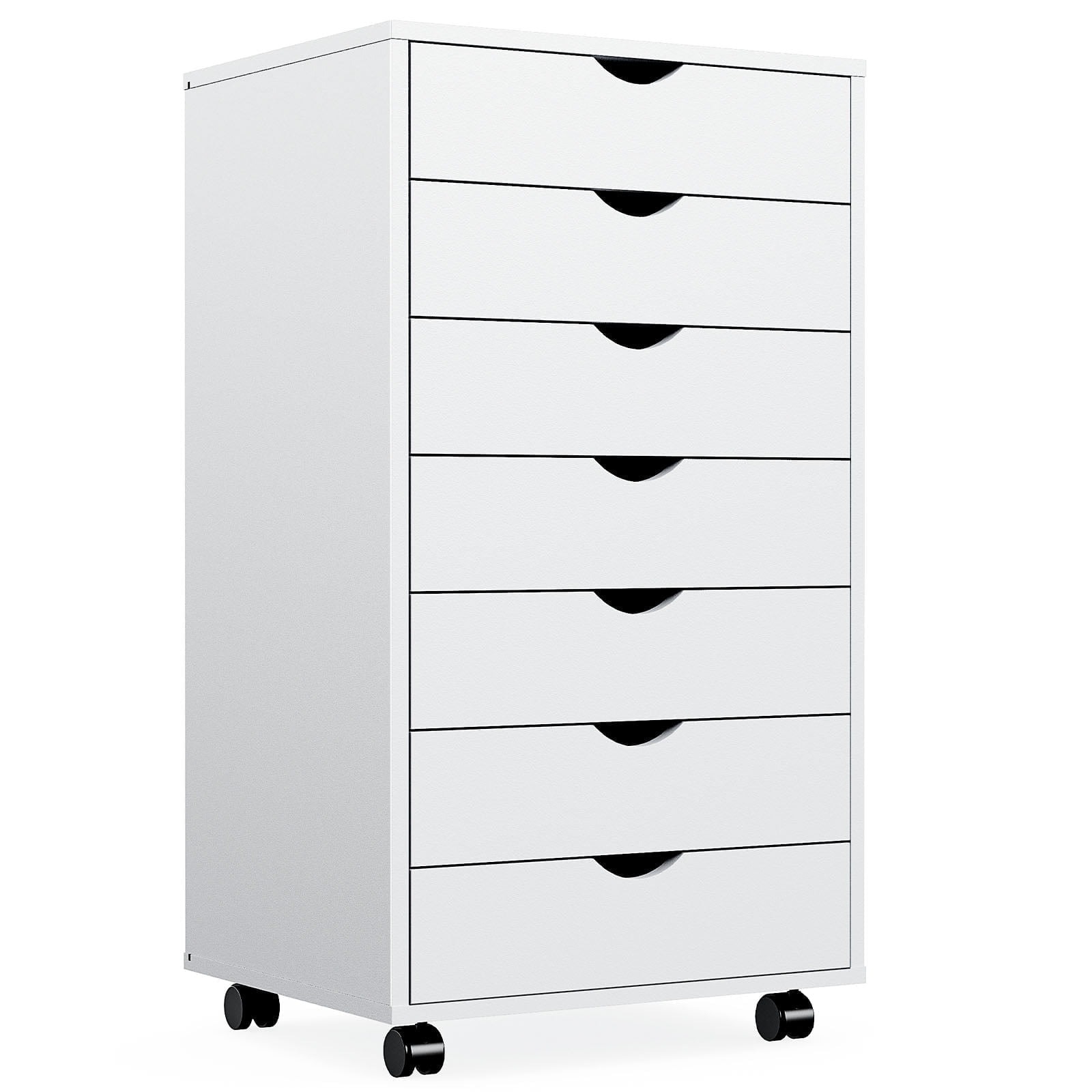 Cómoda EDX de 7 cajones: amplio armario de madera para organizar el dormitorio, el hogar y la oficina, color blanco