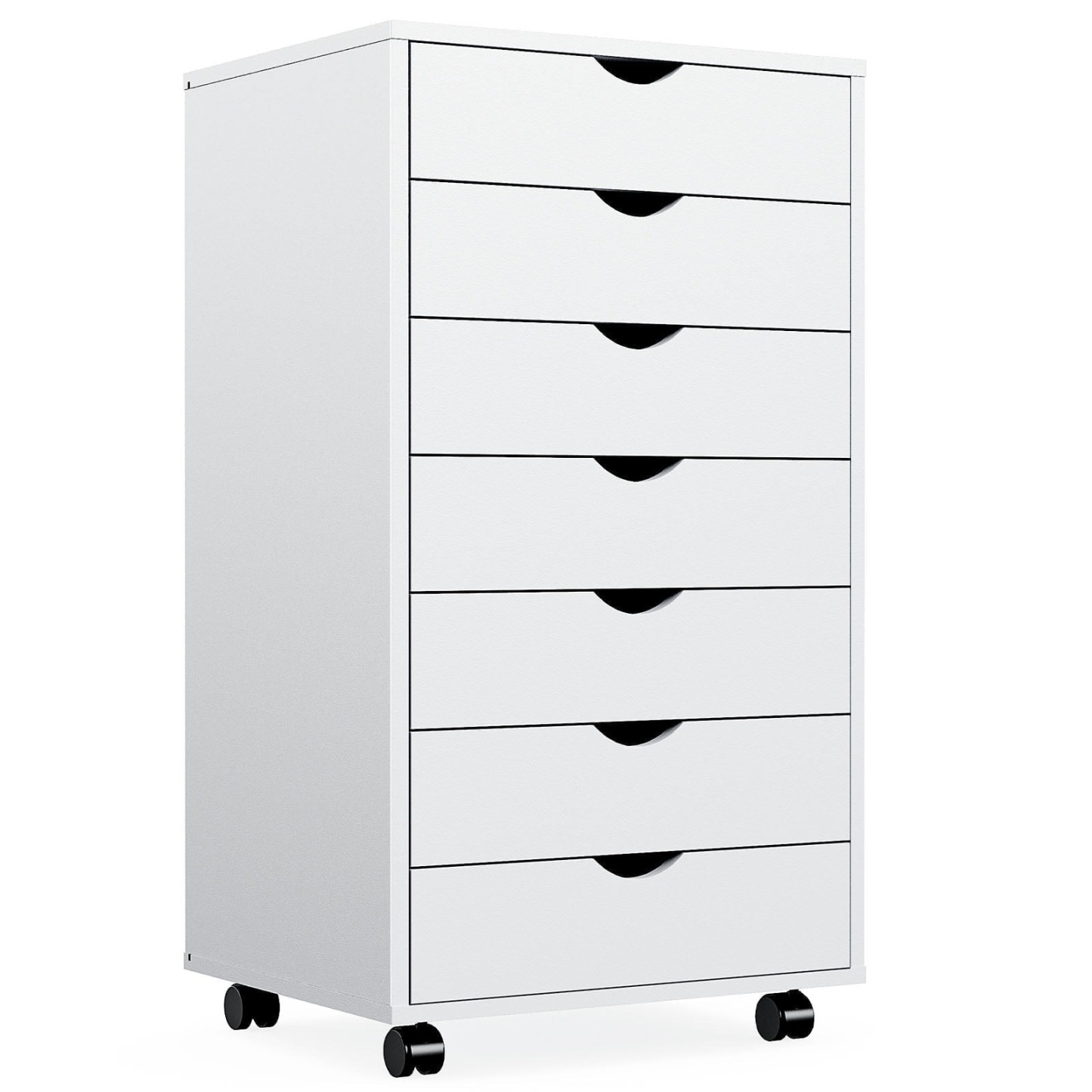 Cómoda EDX de 7 cajones: amplio armario de madera para organizar el dormitorio, el hogar y la oficina, color blanco