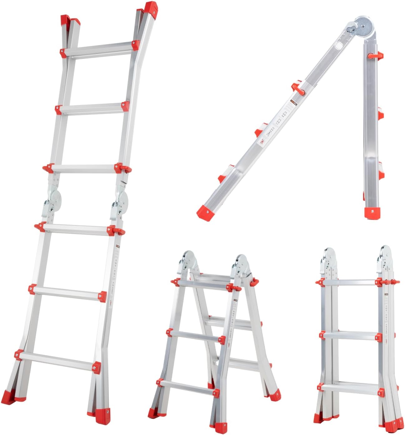 Kingsman | Escalera Multiposiciones 12 Peldaños con Charolas – Soporta hasta 150 kg – Escalera de Aluminio 3.5 MTS – Plegable – Escalera Multipropósito – Tipo Tijera – Andamio – Escalera Recta