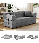 SAVENICA Sof&aacute; cama convertible de 79 pulgadas, sof&aacute; plegable 6 en 1 con marco reforzado, Cor...