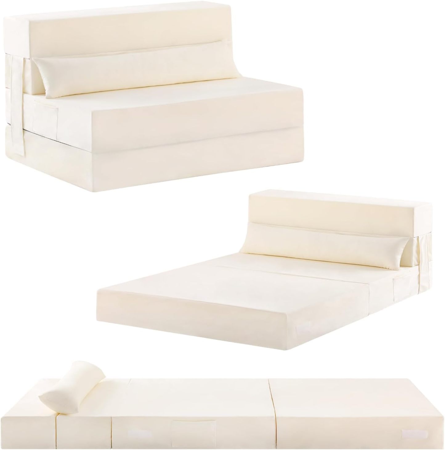Tiita - Sillón de futón, tamaño individual, sofá cama plegable con almohada, colchón de piso y futón para sala de estar, recámara, uso de invitados, departamento