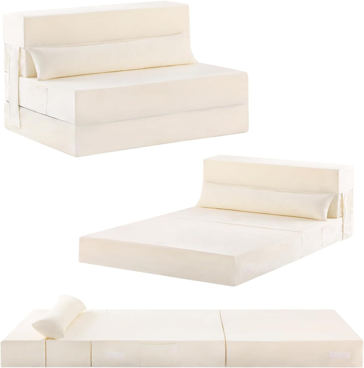 Tiita - Sillón de futón, tamaño individual, sofá cama plegable con almohada, colchón de piso y futón para sala de estar, recámara, uso de invitados, departamento