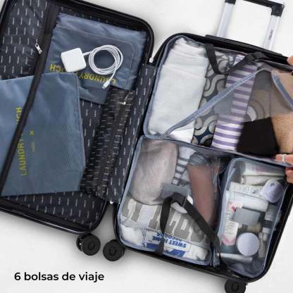 Juego 4 Maletas De Viaje Rigidas Ruedas 360 Bolsas De Viaje azul Rumbo RUM40