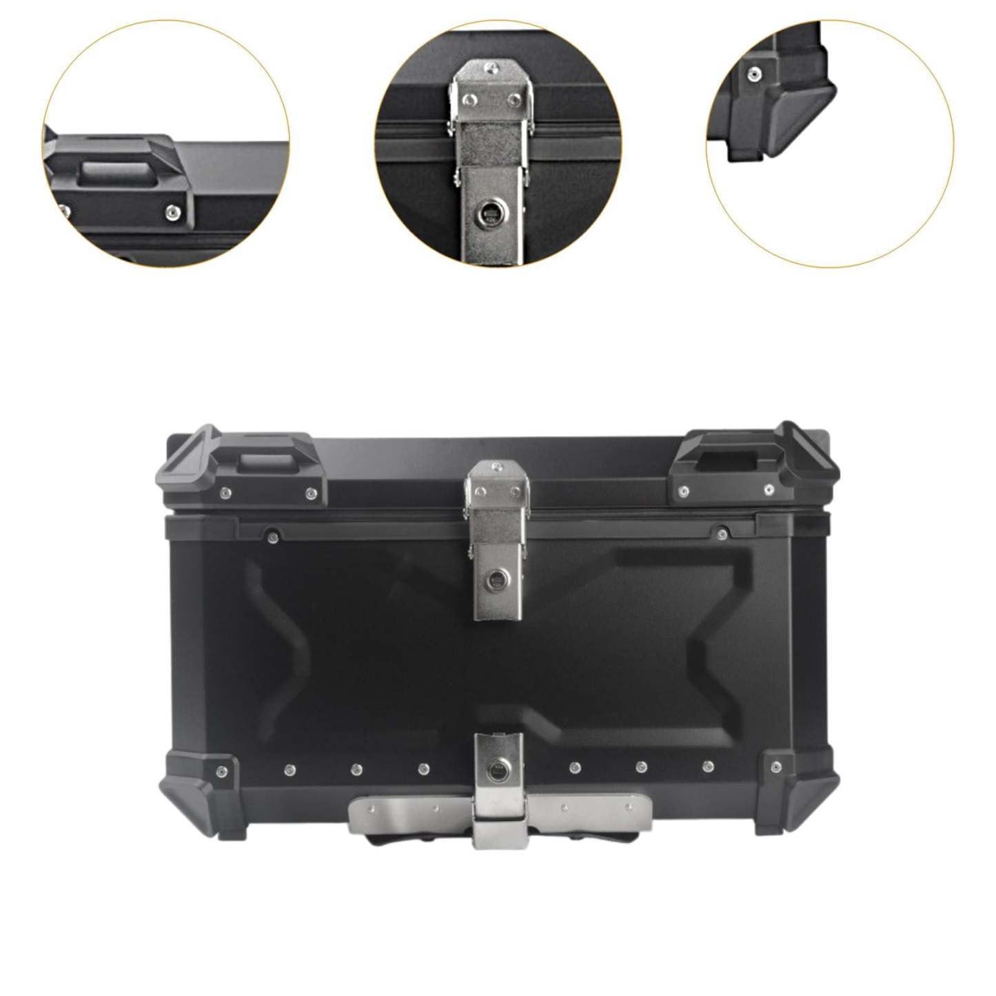 Baúl de motocicleta genérico, caja trasera, organizador de aluminio a prueba de golpes, caja para casco, baúl de almacenamiento de equipaje para 45L Plata