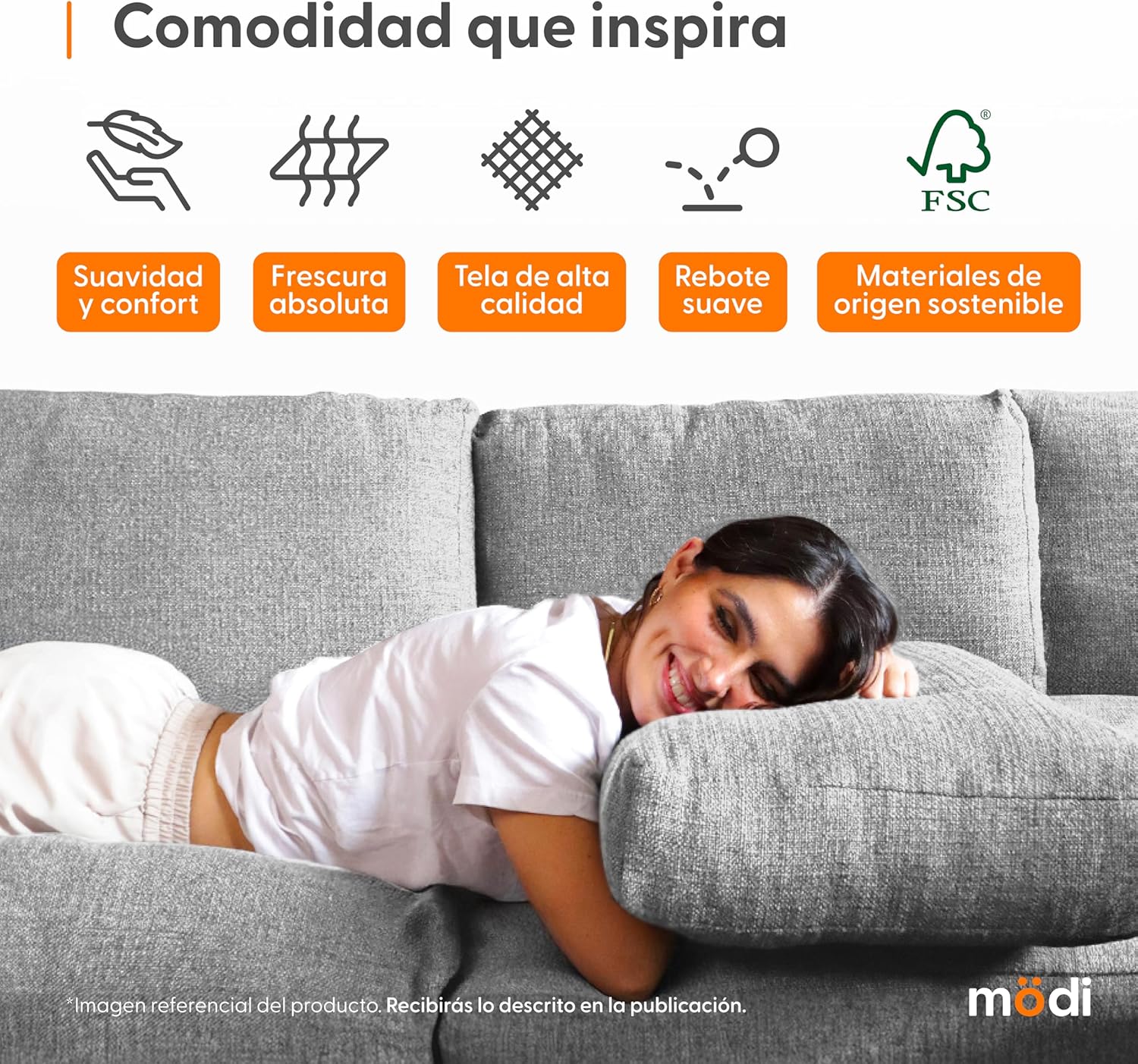 MODISOFA - Sofá Sala Esquinera Modular con Otomano | 6 Plazas | Beige | + Pillow Pack | Fácil de Ensamblar y Adaptable | Envío Gratis