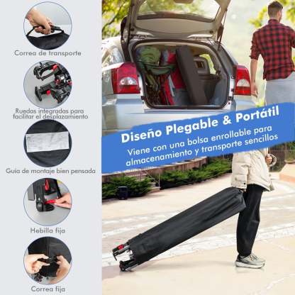 Costway 3x3m Pabellón Emergente Instantáneo Plegable para Exterior con Dos Mitades de Toldo Carpa Portátil Ajustable en Altura para Camping