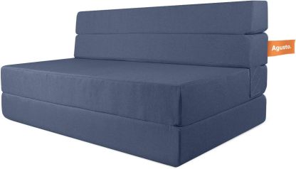 AGUSTO Sofá Cama Matrimonial Multifunción Colchon Plegable Futon Chaise Sillon Puff (Gris Oxford)
