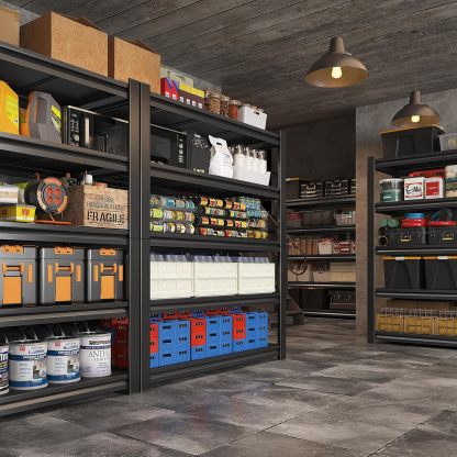 REIBII - Estantería de cochera de 72 pulgadas de alto, estantes de almacenamiento de 5 niveles de 3000 libras, estantería ajustable y almacenamiento para cochera, sótano, comercial, 36 pulgadas de