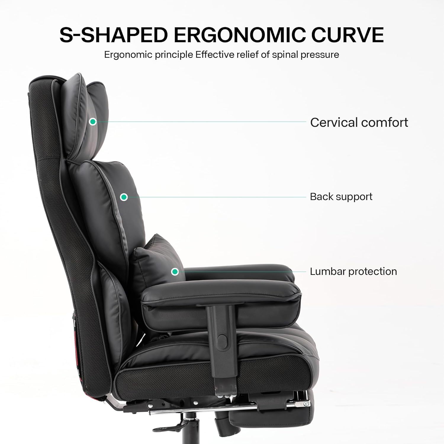 Gzagdecr - Silla de oficina grande y alta de 400 libras, silla de juego de piel sintético con respaldo alto, silla reclinable, silla de oficina ergonómica ejecutiva, soporte lumbar, silla de