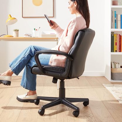 Silla ergonómica de escritorio de oficina con reposabrazos, altura e inclinación ajustable, giro de 360 grados, capacidad de 124 kg