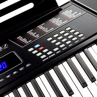 RockJam - Kit de piano con teclado de 61 teclas con banco para teclado, soporte para teclado, auriculares, pegatinas para notas de piano y lecciones de piano Simply