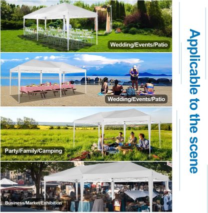 COBIZI - Toldo desplegable de 10 x 20 Pulgadas con 6 Paredes Laterales, toldo Impermeable para Eventos al Aire última intervensión, UPF 50+ cenador portátil para Fiestas, Playa, Camping, Boda,