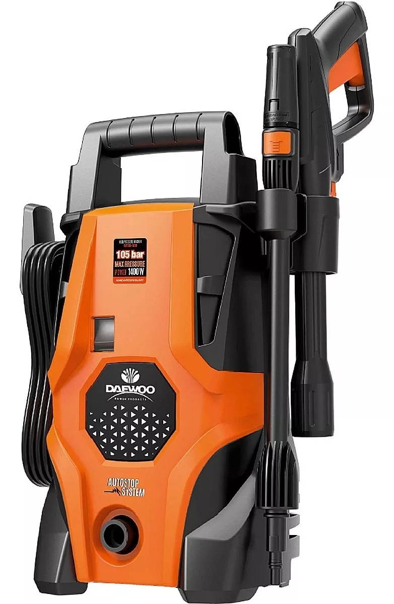 Hidrolavadora Alta Presión Daewoo Accesorios 1400w 1520 Psi Color Negro con Naranja