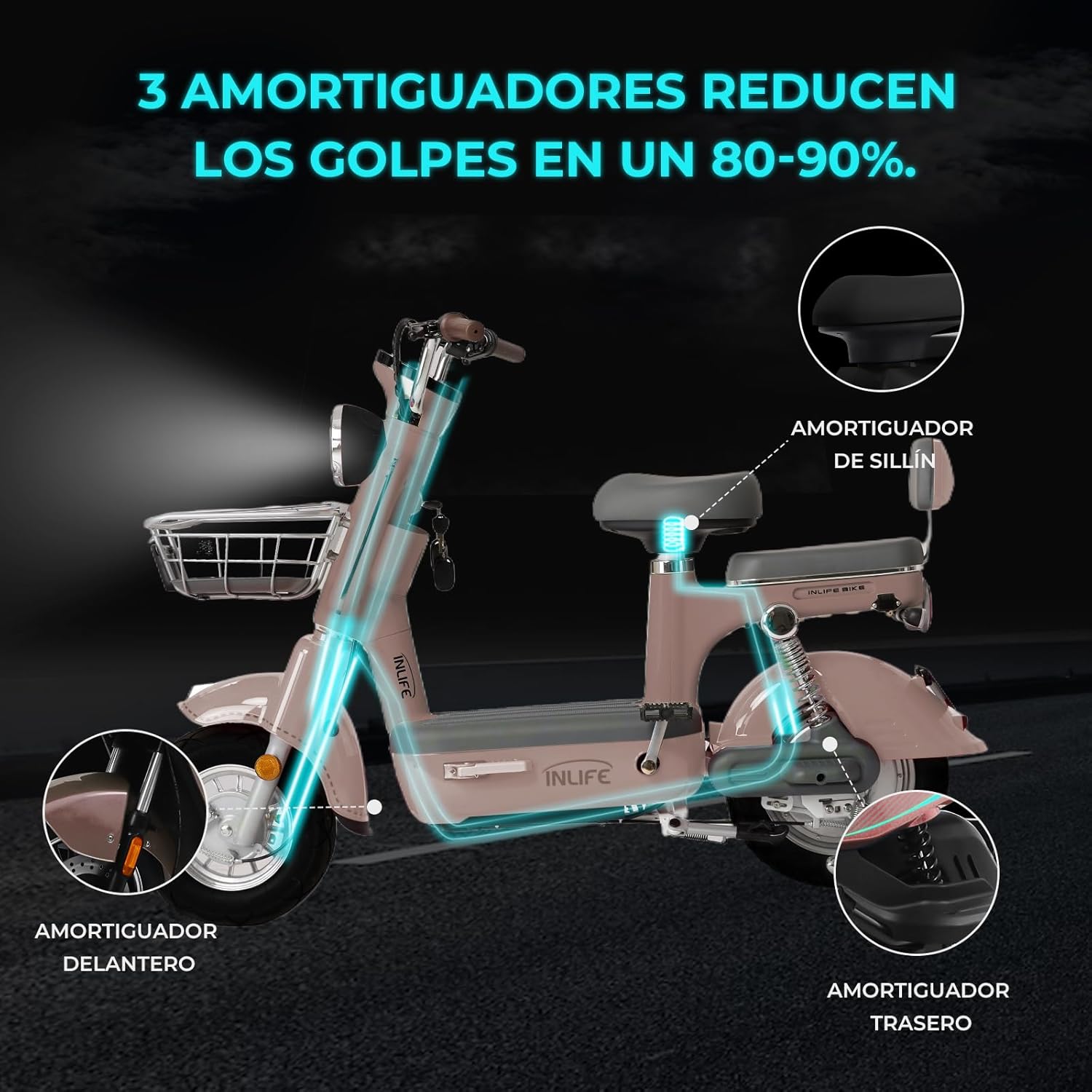 400W Bicicleta Eléctrica Potente, Bicicleta Electrica para Adultos de 40km/h, Rango de 60-70km Eike, Batería de Plomo de 48V/20Ah, Perfecto para Carreteras y Desplazamientos Diarios