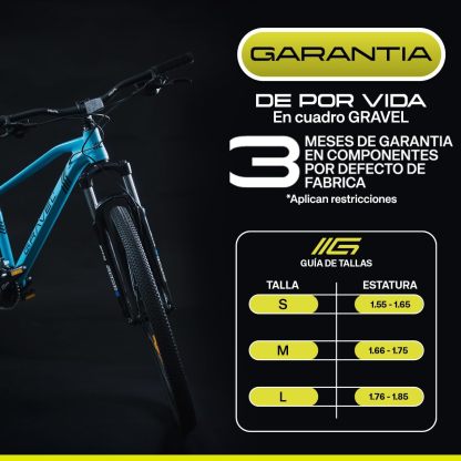 GRAVEL Bicicleta de Montaña Barel | Bicicleta R29 - Cuadro Aluminio 15 kg | Transmisión Cues 18V | Frenos Hidráulicos y Llantas Kenda