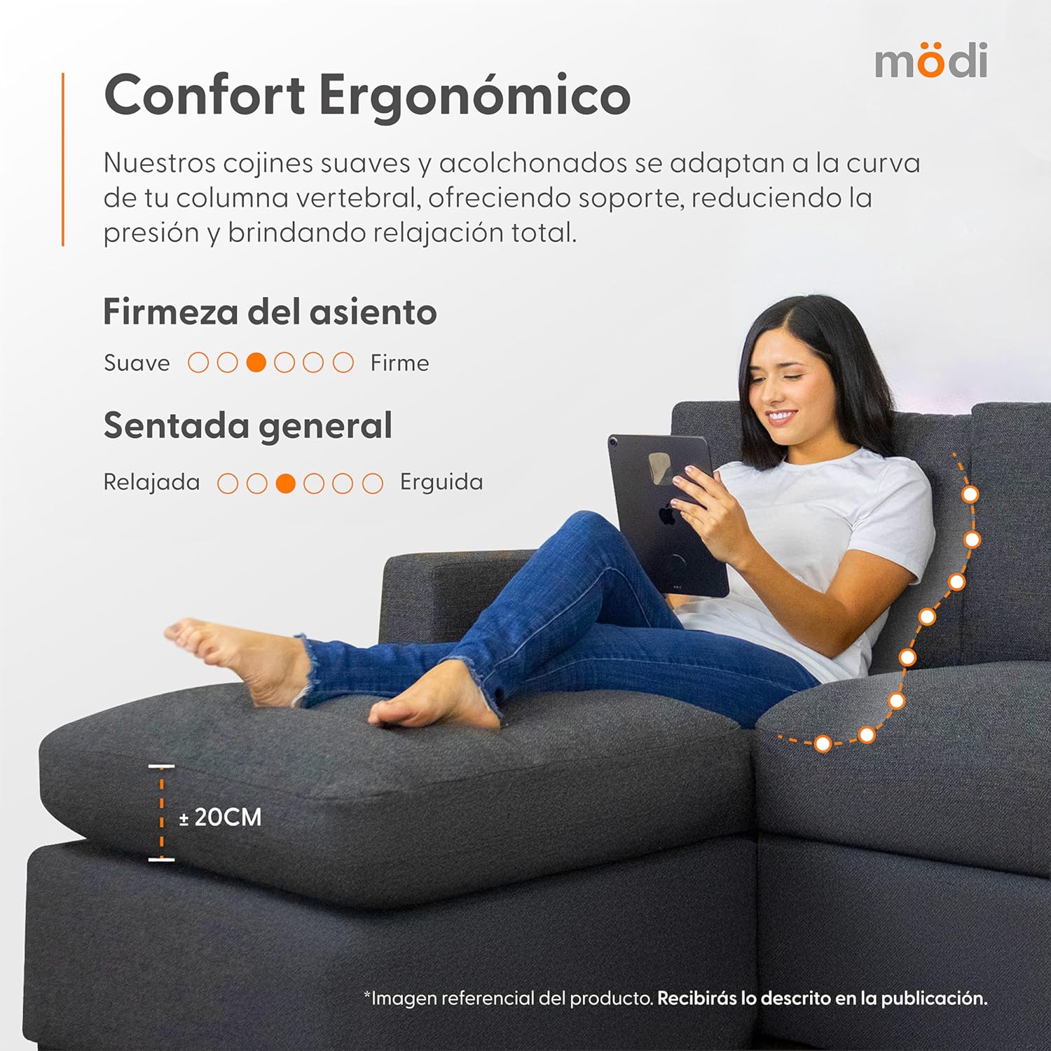 MODISOFA - Sofá Sala Esquinera Modular con Otomano | 6 Plazas | Beige | + Pillow Pack | Fácil de Ensamblar y Adaptable | Envío Gratis