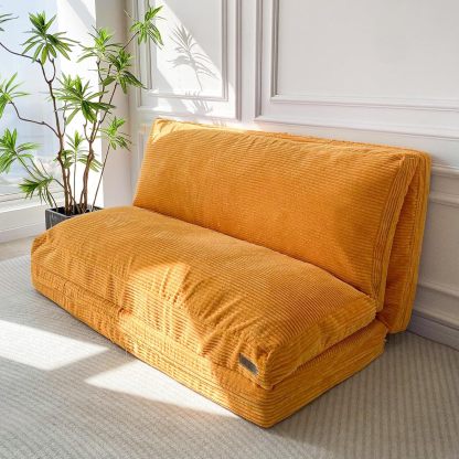 MAXYOYO - Puf plegable para sofá, cama, colchón de piso para adultos, extra grueso, 6 pliegues, sofá para recámara, sala de estar, beige, 135 x 240 cm
