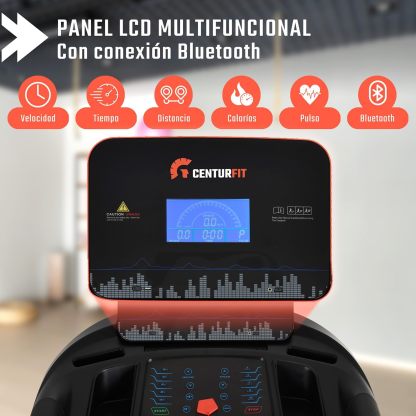 CENTURFIT Caminadora Profesional 3.5 HP Plegable con Inclinación 15 Niveles Superficie 135X48 Cm Pantalla Digital con Bluetooth Y 12 Programas Velocidad 1-18 Km/H Capacidad 140 Kg Gimnasio En Casa