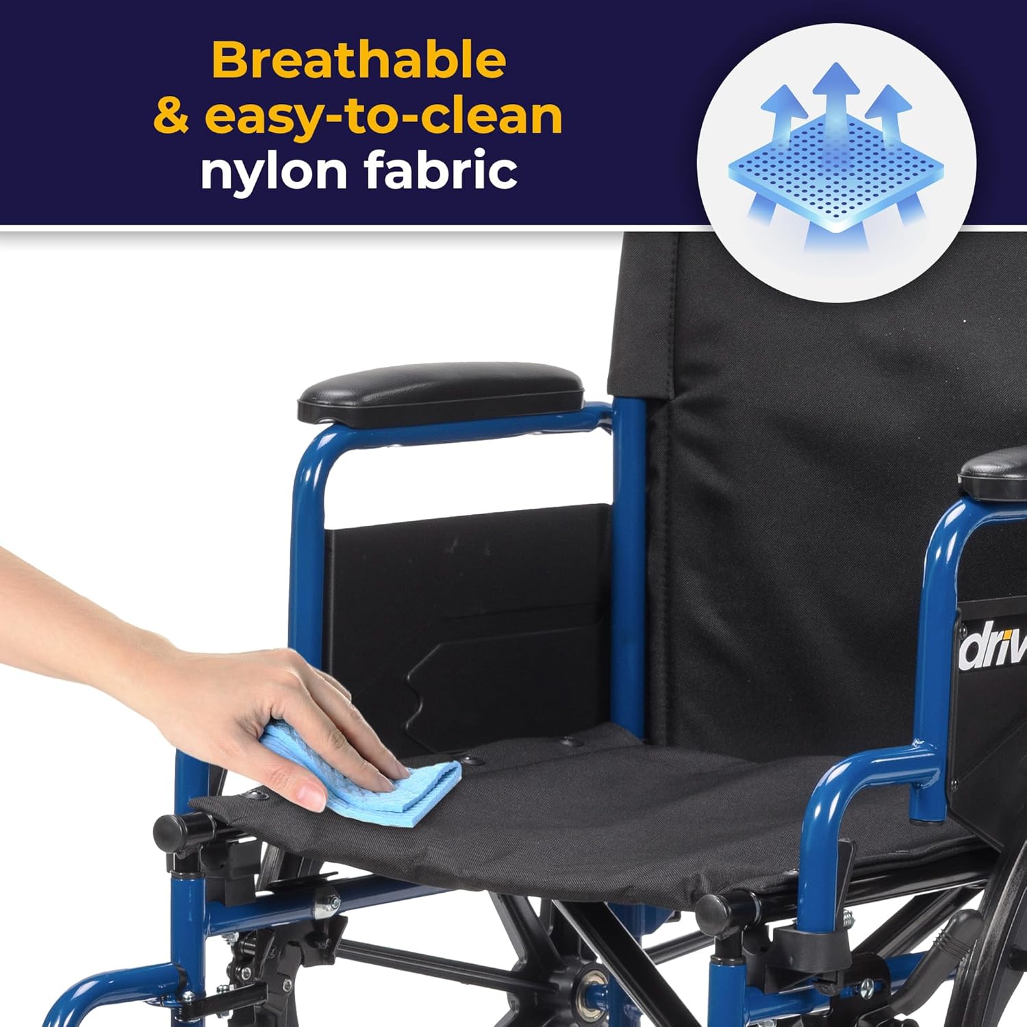 Drive Medical BLS20FBD-ELR Blue Streak Wheelchair with Flip Back Desk Arms and Elevating Leg Rests, Blue