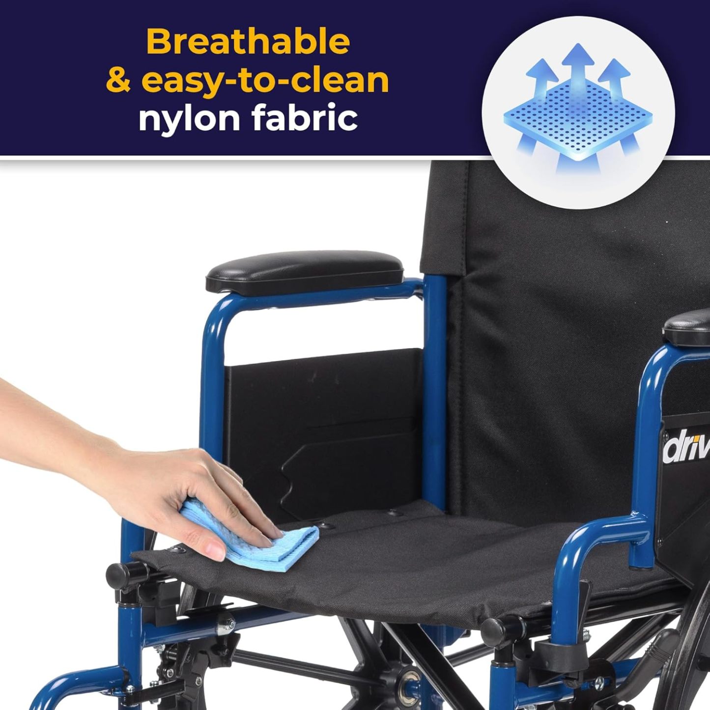 Drive Medical BLS20FBD-ELR Blue Streak Wheelchair with Flip Back Desk Arms and Elevating Leg Rests, Blue