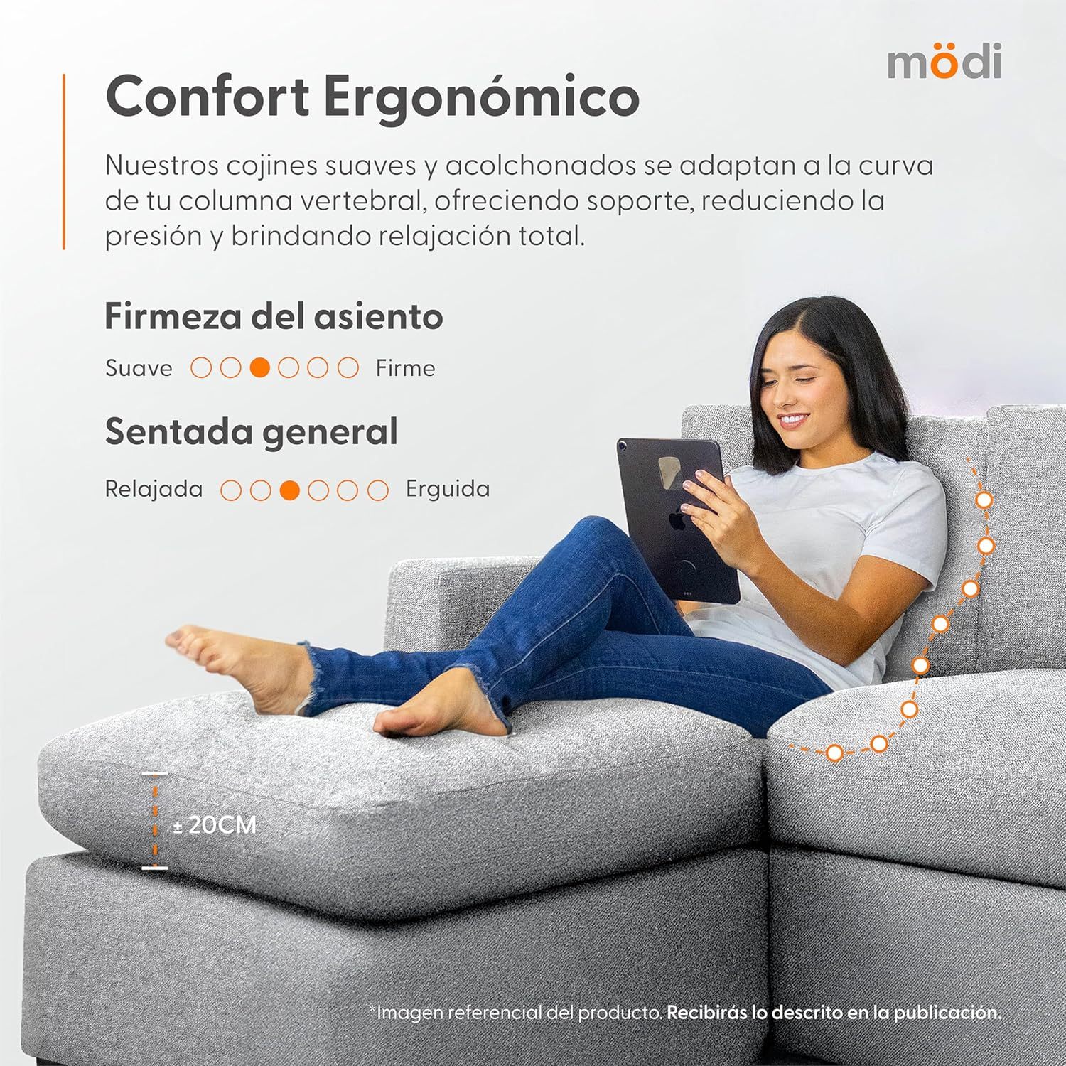 MODISOFA - Sofá Sala Esquinera Modular con Otomano | 6 Plazas | Beige | + Pillow Pack | Fácil de Ensamblar y Adaptable | Envío Gratis