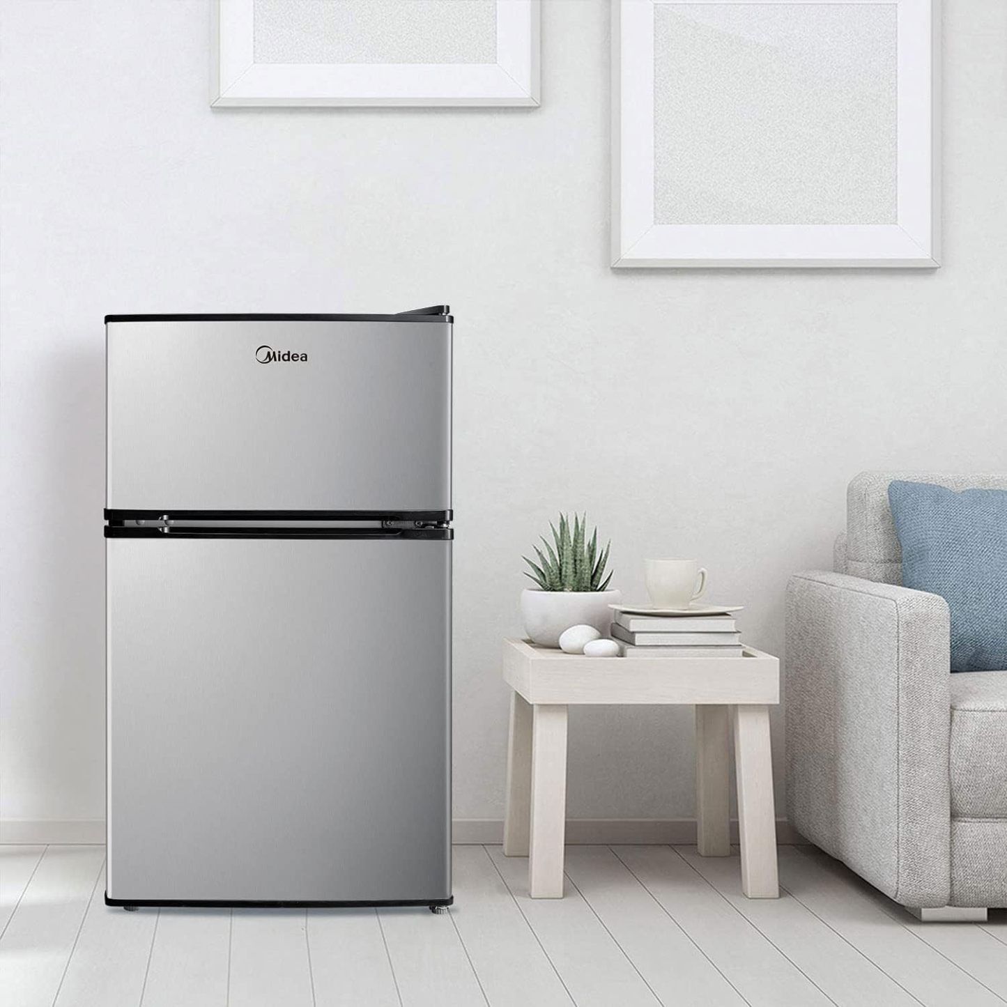 Midea WHD-113FSS1 Refrigerador compacto, 3.1 pies cúbicos, acero inoxidable