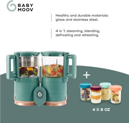 Babymoov Duo Meal 6 en 1: Procesador de Alimentos para Bebés con Vaporizador y Licuadora de Velocidades Múltiples, Calienta y Descongela (Aprobado por Nutricionistas), Gris