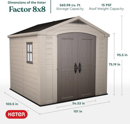 Keter Cobertizo de Almacenamiento para Jardin y Exteriores, Beige, Factor 8x11