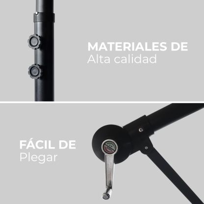 Sombrilla de Jardín Duralife | Sombrillla para Exterior con Brazo Lateral 3M Diámetro Altura Ajustable | Sombrilla de Poliester para Patio, Jardin, Terraza