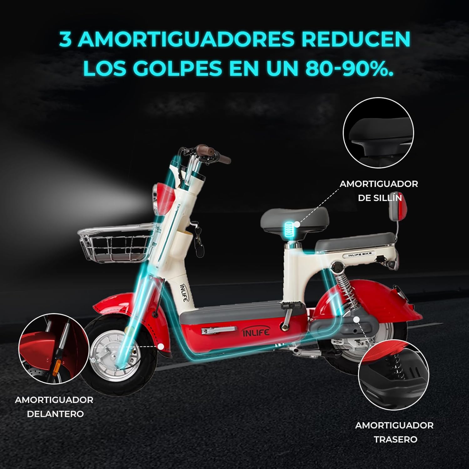 400W Bicicleta Eléctrica Potente, Bicicleta Electrica para Adultos de 40km/h, Rango de 60-70km Eike, Batería de Plomo de 48V/20Ah, Perfecto para Carreteras y Desplazamientos Diarios