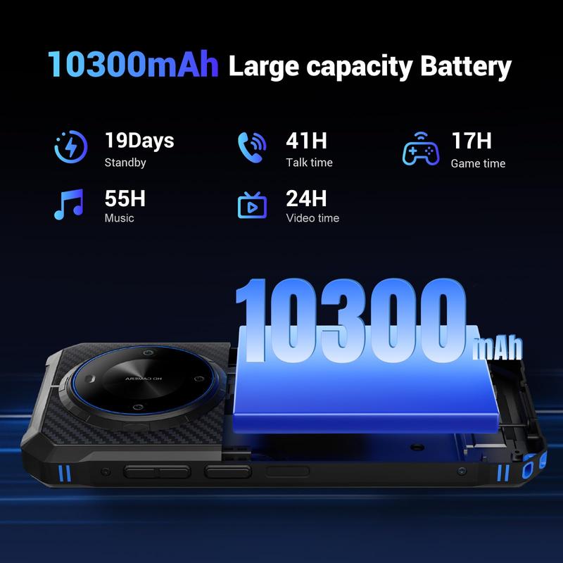 Smartphone robusto FOSSIBOT F105 desbloqueado, Android 14, batería de 10300 mAh, almacenamiento de 12+64/128 GB, pantalla FHD de 6,75", cámara de 8 MP+20 MP, IP68/IP69K, resistente al agua, 4G, doble SIM, OTG (no compatible con AT&T, Cricket, Verizon, Spr