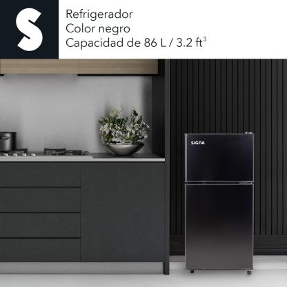 SIGNA Mini Refrigerador 86L (3 pies cubicos) Frigobar Compacto Silver Refrigerador Pequeño Con congelador de Acero Inoxidable Ideal Para Espacios Pequeños Frigobar Mini Multifuncional